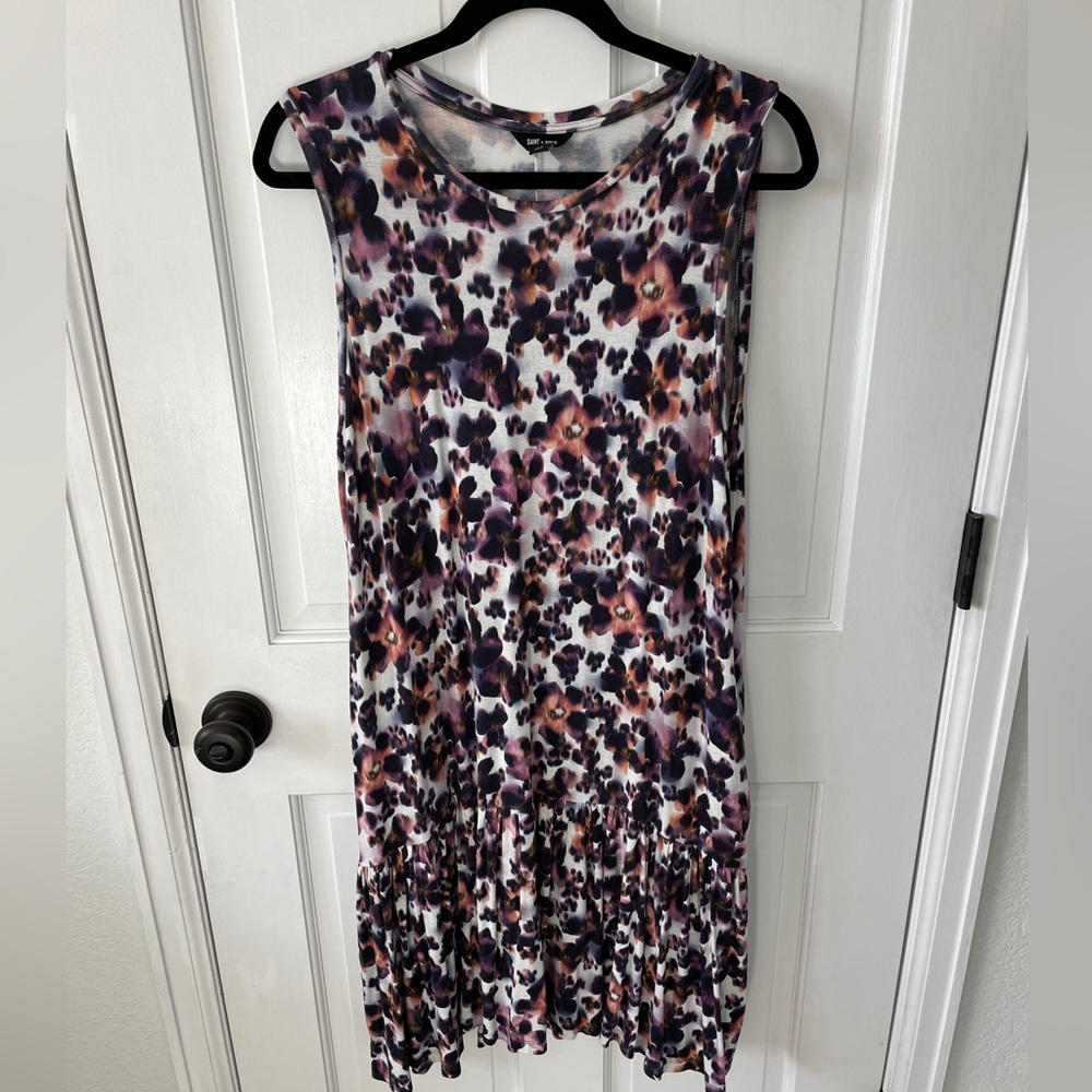 Saint & Sofia: Blurred Floral Dropwaist Sleeveless Dress - Size 12